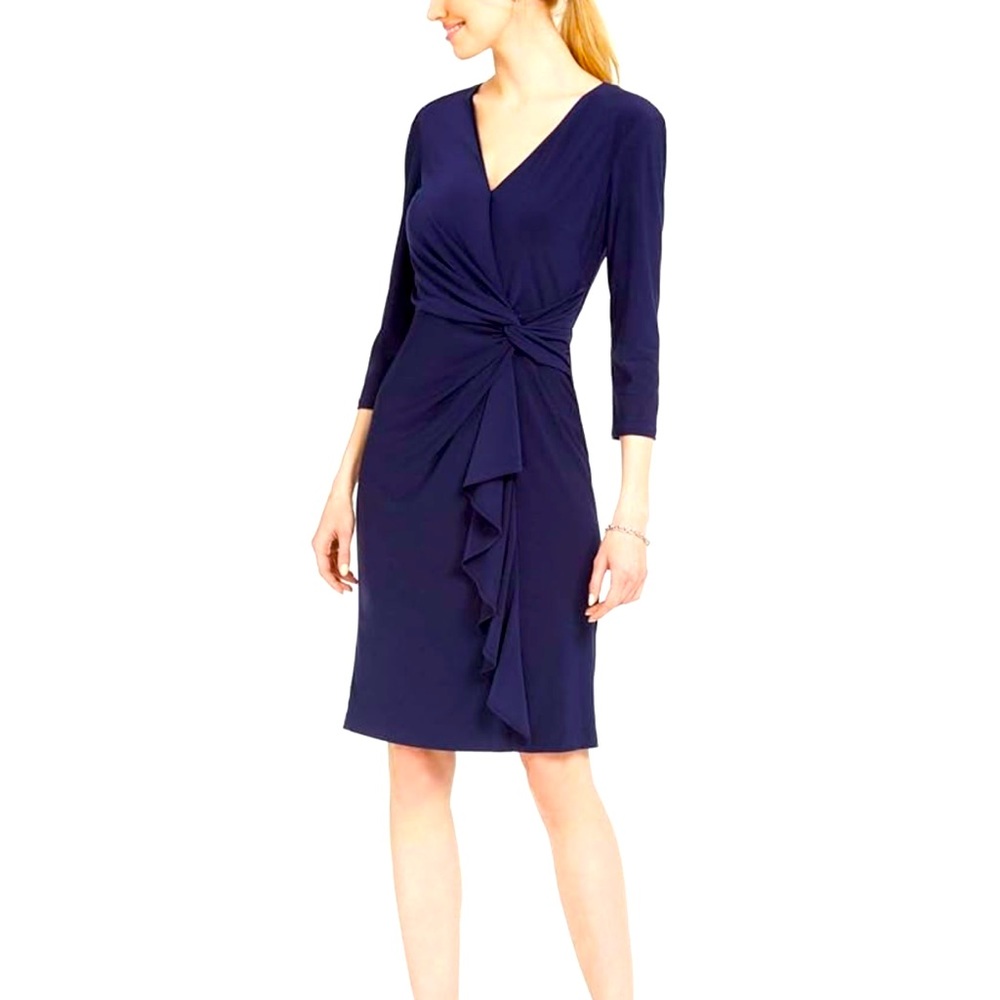 NWT Jessica Howard 3/4 Sleeve Faux Wrap Dress Size 16